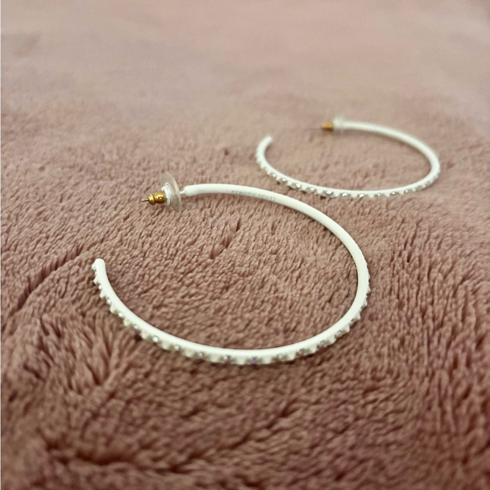 Kendra Scott White Textured Hoop Earrings